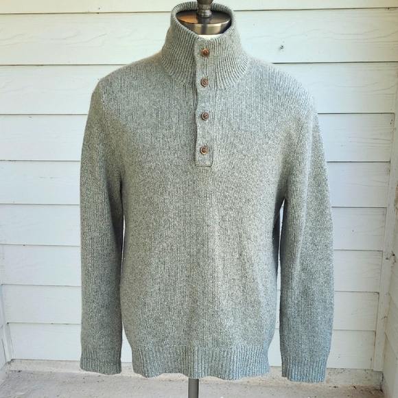 POLO Ralph Lauren Grey Weave Cashmere‎ Sz XL Mens Half Button Up Polo Sweater